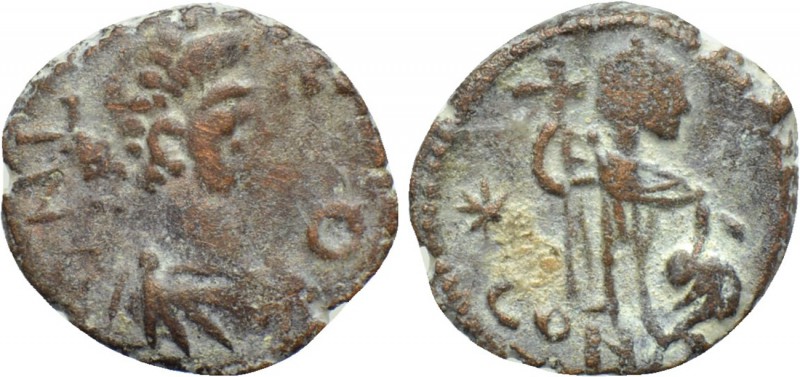 LEO I (457-474). Nummus. Constantinople. 

Obv: D N LEO. 
Diademed, draped an...