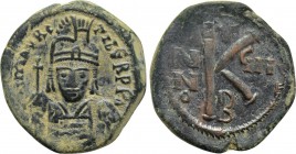 MAURICE TIBERIUS (582-602). Half Follis. Constantinople. Dated RY 8 (589/90).