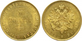 FINLAND. Alexander II (Emperor of Russia, 1855-1881). GOLD 10 Markkaa (1879-S). Helsinki.
