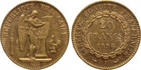 FRANCE. GOLD 20 Francs (1896-A). Paris.