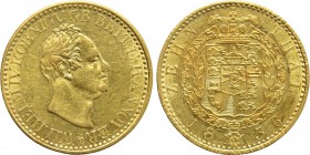 GERMANY. Braunschweig-Calenberg-Hannover. Wilhelm IV (William IV, king of Great Britain, 1830-1837). GOLD 10 Taler (1836-B).