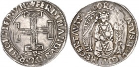 ITALIEN. 
NEAPEL & SIZILIEN. 
Ferdinando I. d'Aragona 1458-1494. Coronato U(Y) o.J. Krückenkreuz / Krönungszeremonie , Variante. CNI XIX&nbsp; 148 f...