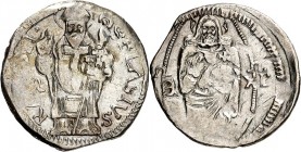 KROATIEN. 
RAGUSA. 
ss (um 1375/1438) 1,24g. Hl. Blasius steht in Bischofornat segnend v.v. . S . BLASIV-S . RAGVSII / E - XP Christus Pantokrazor s...
