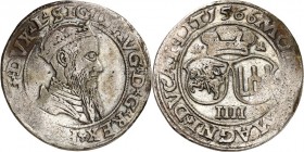 LITAUEN (LITHUANIA). 
Großherzogtum. 
Sigismund August von Polen 1544-1569(-1572). Viergröscher 1566. Gekr. geharn. Brb. n.r.&nbsp;/ Doppelwappen un...