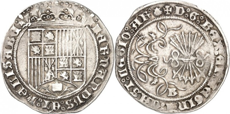 SPANIEN. 
KÖNIGREICH. 
Fernando & Isabella (1469-)1504-1516. Real o.J. B Burgo...