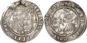 SPANIEN. 
KÖNIGREICH. 
Fernando & Isabella (1469-)1504-1516. Real o.J. M, Toledo. Gekr. Wappenschild / Pfeilbündel, CC&nbsp; 2735 ff. . 

l. beleg...