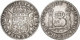 SPANIEN. 
KÖNIGREICH. 
Fernando VI. 1746-1759. 8 Reales 1750 MF Mexico Gekröntes Wappen / Gekrönte Weltkugeln zw. 2 gekr. Säulen. CC&nbsp; 10559, KM...