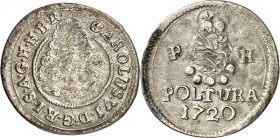 Römisch Deutsches Reich. 
Karl VI. 1711-1740. Poltura 1720 P-H unbek. Mzst. geharn. Brb. n.r./ Madonna. Her. 1059. . 

ss