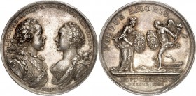 Römisch Deutsches Reich. 
Maria Theresia 1740-1780. Medaille 1765 (v. Widemann) a.d. Vermählung des Erzherzogs Peter Leopold (Leopold II.) mit Maria ...