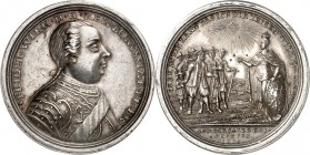 STANDESHERREN-Salzburg, Erzbistum. 
Salzburger Emigranten 1731-1733. BRANDENBURG-PREUSSEN. Medaille 1732 (v.P.P.Werner). Geharn. Brb. Kurfürst von Pr...