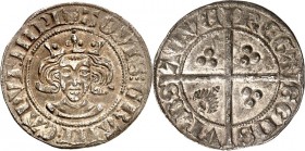 Aachen-Stadt. 
z.Z. Wilhelm I. von Jülich (Pfandbesitz) 1356-1361. Doppelsterling 1,86g. Gekr. Brb. v.v. (Leg.-Trenner 3-Punkt) Adler AQVIS. GRANI. C...
