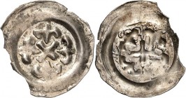 Bamberg-Bistum. 
Heinrich von Bilversheim 1242-1257. Pfennig 0,37g. Kreuz mit Winkellilien im Wulstring; am Rand Sterne / Bischofs-Brb. v.v. (kaum ke...