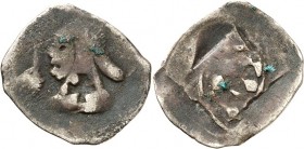 Bayern. 
Stefan II. 1347-1375. Vierschlagfennig 0,60g, München. Mönchs-Brb. mit Kutte n.l., mit Schulterkreuz / Weckenschild. Witt. 145. . 

s