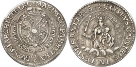Bayern. 
Maximilian I., Herzog 1598-1623. 1/6 Taler o.J. Ovales Wappen in Ordenskette unter Fürstenhut / Madonna. Hahn&nbsp; 98, Witt.&nbsp; 915. .