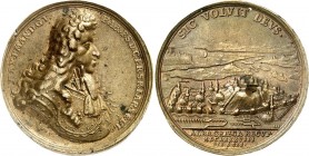 Bayern. 
Maximilian II. Emanuel 1679-1726. Medaille 1688 (v. Hautsch u. Lauffer) a. d. Einnahme von Belgrad. Geharn. Brustbild n. r. / Ansicht von Be...