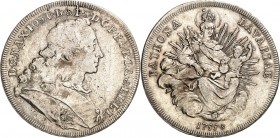 Bayern. 
Maximilian III. Joseph 1745-1777. Konv.-Taler 1755 München. Brb. n.r. / Madonna. Hahn&nbsp; 306, Schön&nbsp; 97, Witt. 2164. . 

kl. Fleck...