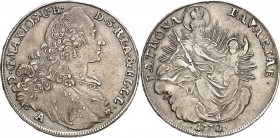 Bayern. 
Maximilian III. Joseph 1745-1777. Konv.-Taler 1770 A, Amberg. Geharn. Brb. n.r.&nbsp;/ Madonna. Hahn&nbsp; 330, Dv.&nbsp; 1954, Schön&nbsp; ...