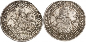 Sachsen/-Altenburg. 
Johann Philipp u. s. drei Brüder 1603-1625. Reichstaler 1624 Geharn. Hüftbild n.r. / 3 geharn. Hüftbilder n.r. Slg.Merseb.&nbsp;...