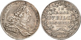 Sachsen/-Gotha-Altenburg. 
Friedrich III. 1732-1772. 1/6 Taler Leipziger Fuß 1755 200 Jahre Religionsfrieden. Brb. n. r. / 4 Z. Schrift in Lorbeerkra...