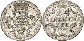 Sachsen/-Gotha-Altenburg. 
Friedrich III. 1732-1772. 1/24 Taler 1755 Wappen in gekr. Kartusche / 4 Z. Wert und Jahr in Kartusche, darunter Mmz. L.C.K...