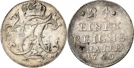 Sachsen/-Hildburghausen. 
Ernst Friedrich III. Karl 1745-1780. 1/24&nbsp;Taler 1760 Verziertes Monogramm / 5 Z. Wert u. Jahr; Wertzahl zw. 7 strahl. ...