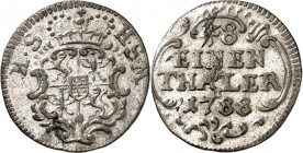 Sachsen/-Hildburghausen. 
Ernst Friedrich IV. 1787-1806(-1826). Halbgroschen (1/48&nbsp;Taler) 1788 Fürstenwappen / 4 Z. Wert u. Jahr auf Kartusche. ...