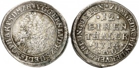 Sachsen/-Meiningen. 
Ernst Ludwig I. 1706-1724. 1/12 Taler 1714 a.&nbsp;s. Vermählung mit Elisabeth Sophie von Preußen. Die Brbb. des Paares n. r. / ...