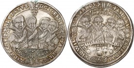 Sachsen/-Alt-Weimar. 
Johann Ernst u. s. sieben Brüder 1605-1619. Reichstaler 1614 Beidseitig je 4 Hüftbilder. Slg.Merseb.&nbsp; vgl.3796, Schnee&nbs...