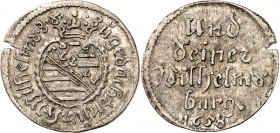 Sachsen/-Neu-Weimar. 
Wilhelm 1640-1662. Spruchdreier 1658 Schlossbau. Merseb.&nbsp; 3899, Koppe&nbsp; 342. . 

Schrf.,vz