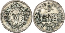 Schaumburg/-Lippe, Fürstentum. 
Wilhelm I. Friedrich Ernst 1748-1777. Mariengroschen 1750. Nesselblatt mit Rollwerk / 4 Z. Wert u. Mmz.u.1 Cu Münze d...