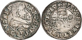 Schlesien-Breslau, Bistum (Neisse). 
Karl von Österreich 1608-1624. 3 Kreuzer 1615 Brustb.n.r./3 Wappen. FuS. 2598. . 

ss