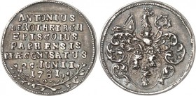 Schlesien-Breslau, Bistum (Neisse). 
Philipp Gotthard von Schaffgotsch 1747-1795. Medaille 1781 (o.sign.) a. d. Wahl v. Anton v. Rothkirch, Domherr i...