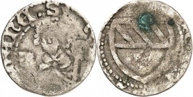 Verden, Bistum. 
Johann 1426 -1470. Pfennig o.J. 0,70g S. OANE Brustb. v.vorne/ waager. gespaltenes Schild, dazu 2. Expl. kaum erkennb. var. (2). Gro...