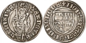 Würzburg-Bistum. 
Gottfried IV. Schenk von Limpurg 1443-1455. Konv.-Schilling o.J. (1443) 2,17g Hl. Kilian steht in Bischofsornat v.v. / Wappenschild...