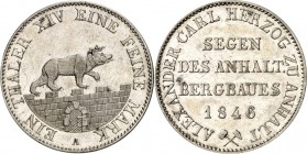 Anhalt/-Bernburg. 
Alexander Carl 1834-1863. Taler 1846 Ausbeute. AKS 16, J. 66, Th. 3. . 

ss-vz