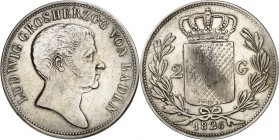 Baden. 
Ludwig 1818-1830. Doppelgulden 1825. AKS 54, J. 32, Th. 17. . 

ss+