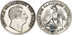 Baden. 
Leopold 1830-1852. Gulden 1852 Ausbeute. AKS 96, J. 66. . 

l. Belag,ss+