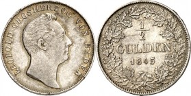Baden. 
Leopold 1830-1852. 1/2 Gulden 1845. AKS 97, J. 55. . 

ss