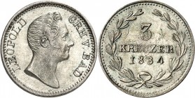 Baden. 
Leopold 1830-1852. 3 Kreuzer 1834. AKS 102, J. 45. . 

vz