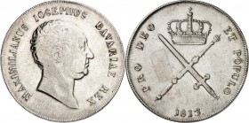Bayern. 
Maximilian I. Joseph (1799-)1806-1825. Kronentaler 1813 41,3 mm statt ca. 39,5mm, 29,43g. AKS 44, J. 14, Th. 44. . 

ss