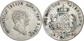 Bayern. 
Maximilian I. Joseph (1799-)1806-1825. 20 Kreuzer 1809. AKS 50, J. 11. . 

ss-