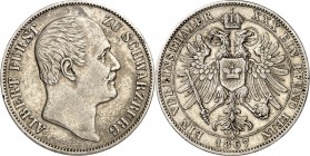 Schwarzburg/-Rudolstadt. 
Albert 1867-1869. Vereinstaler 1867. AKS 32, J. 57, Th. 398. . 

l.Rf., ss+