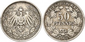 KAISERREICH-Kleinmünzen. 
50 Pfennig 1903A Neuer Adler. J. 15. . 

ss