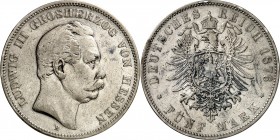 KAISERREICH. 
HESSEN, Großherzogtum. 
5&nbsp;Mark 1876 Ludwig III. J. 67. . 

s-ss