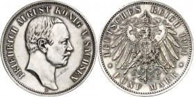 KAISERREICH. 
SACHSEN, Königreich. 
5 Mark 1914 Friedrich August III. J. 136. . 

l.Kratzer,vz