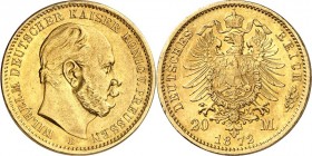 REICHSGOLD. 
PREUSSEN. 
20 Mark 1872B Wilhelm I. J. 243. . 

GOLD vz