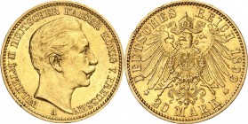 REICHSGOLD. 
PREUSSEN. 
20 Mark 1899 Wilhelm II. J. 252. . 

GOLD l.Rf., ss/vz