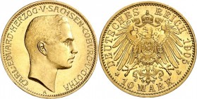 REICHSGOLD. 
SACHSEN-COBURG-GOTHA. 
10 Mark 1905 Carl Eduard. J. 273. . 

GOLD min.Rf., St-