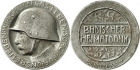 ALTDEUTSCHE LÄNDER und ADEL, 1806-1918. 
BADEN. 
Friedrich II. 1907-1918. Medaille 1917 (v. P.P. Pfeiffer) Prämie Badischer Heimatdank. Soldatenkopf...