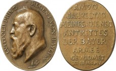ALTDEUTSCHE LÄNDER und ADEL, 1806-1918. 
BAYERN. 
Luitpold Prinzregent 1886-1912. Medaille 1905 (o.&nbsp;Sign.) a.&nbsp;s. 70.&nbsp;jähr. Dienstjubi...